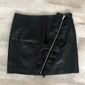 Leather Skirt with Ruffle